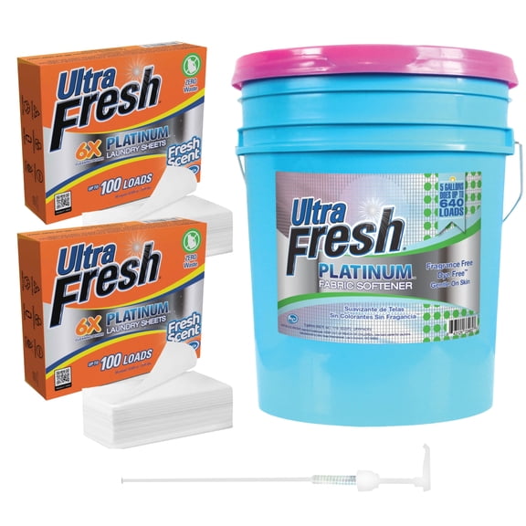 Ultra Fresh Platinum Fabric Softener and 2 Pack 6X Laundry Detergent Sheets