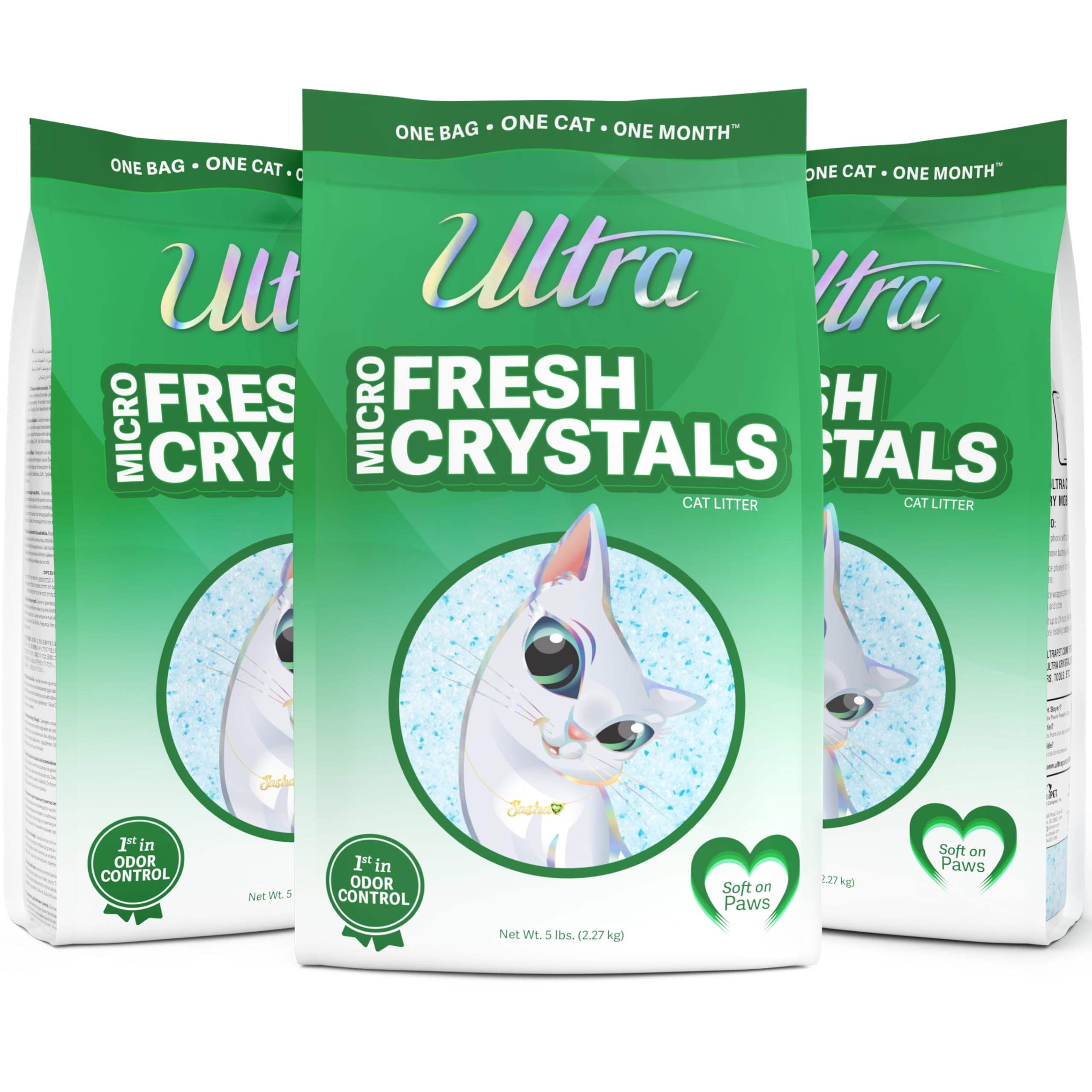 Ultra Fresh Scented Micro Crystals Premium Cat Litter - 99.9% Dust Free, Soft on Paws - 15 Lbs. Total (3pk of 5 Lbs.) C80
