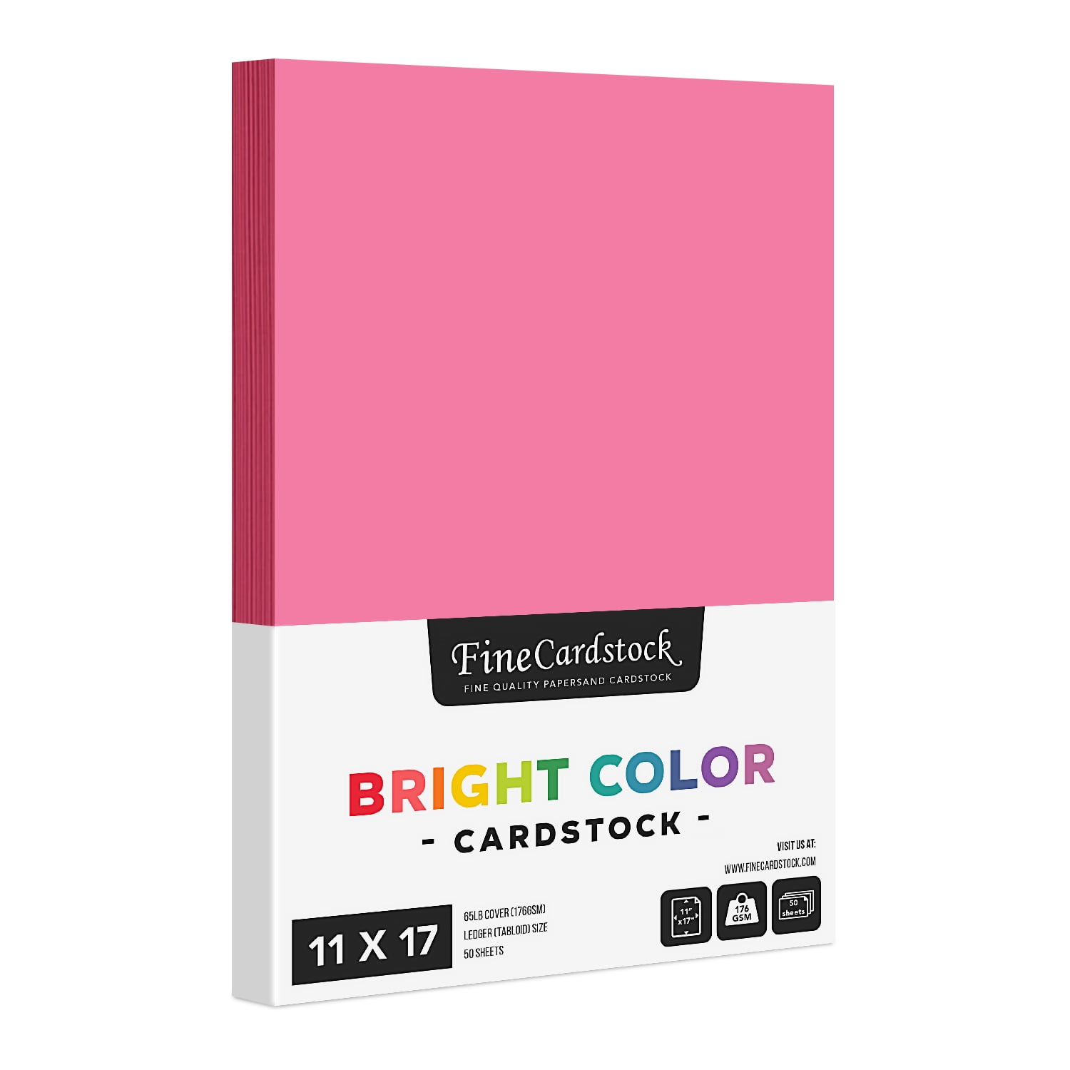 Ultra Fuchsia Bright Color Cardstock Paper – Great for Arts and Crafts, Invitations and Stationery Printing | Medium Weight 65lb Cover (176gsm) Card Stock | 11" x 17" | 50 Sheets per Pack