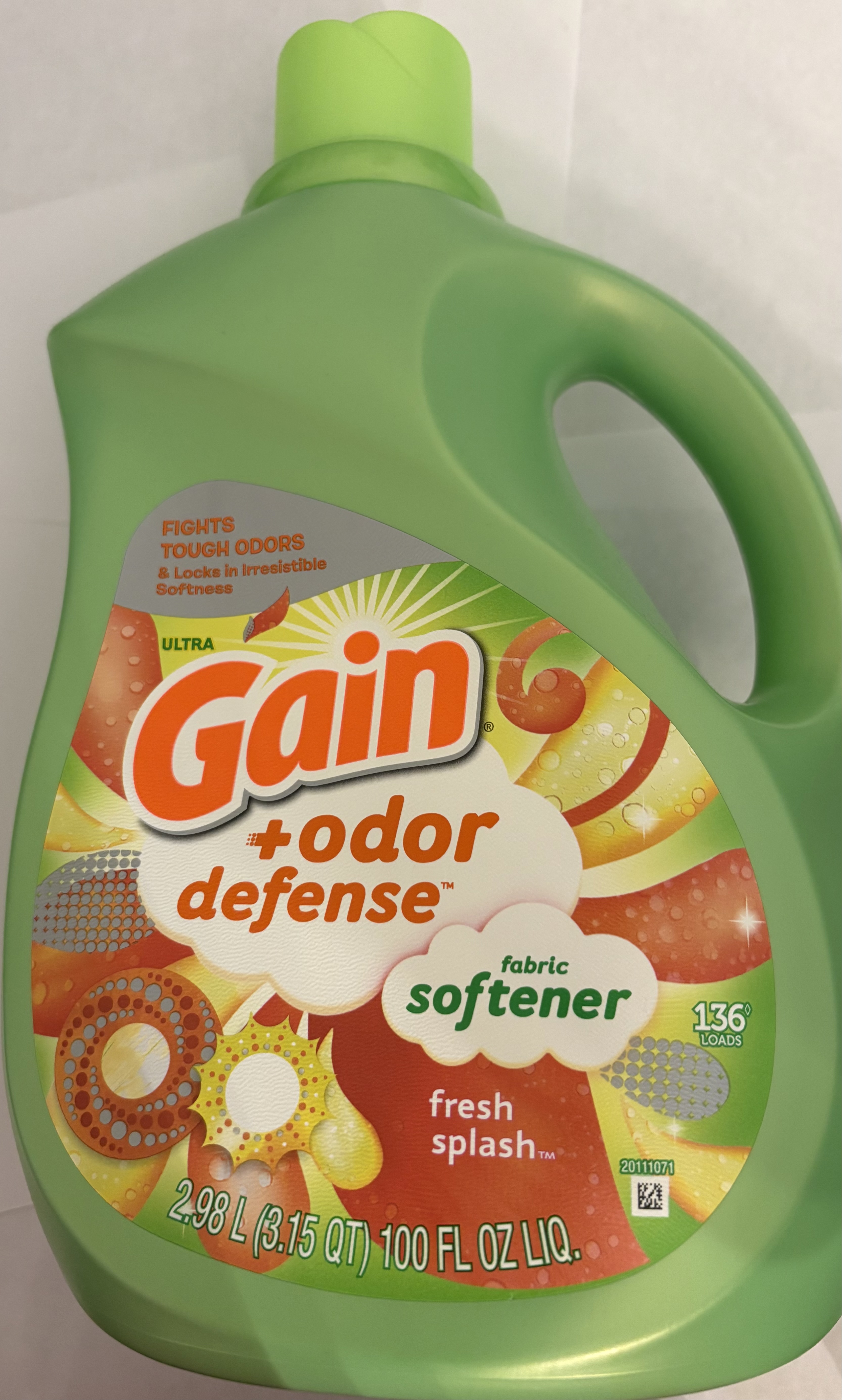 Ultra Gain Odor Defense Fabric Softener, Fresh Splash, 100 fl oz, 136 ...
