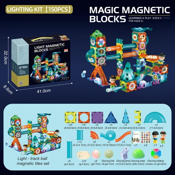 Ultra-Glow Magnetic Tile Race Track Building Blocks with 3D Pipe Maze and Luminous Rolling Spheres for Imaginative Engineering and Interactive Play, Professional Grade STEM Discovery Set