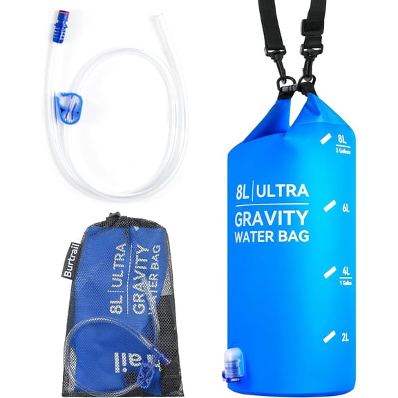 Ultra Gravity Water Bag, Compatible with Filter & Filtration System, Bag for Camping Hiking Backpacking, Portable Foldable Hangable Design(8L/2Gal)