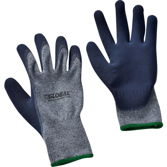 Global Industrial 708349M Ultra-Grip Foam Latex Coated Gloves - Poly Cotton Knit - Black & Gray - Medium