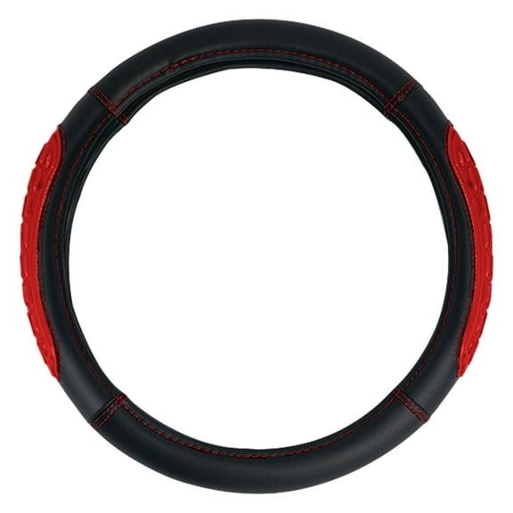 Ultra Grip Silicone & Faux Leather Steering Wheel Cover  Fits 14.5" - 15.5"