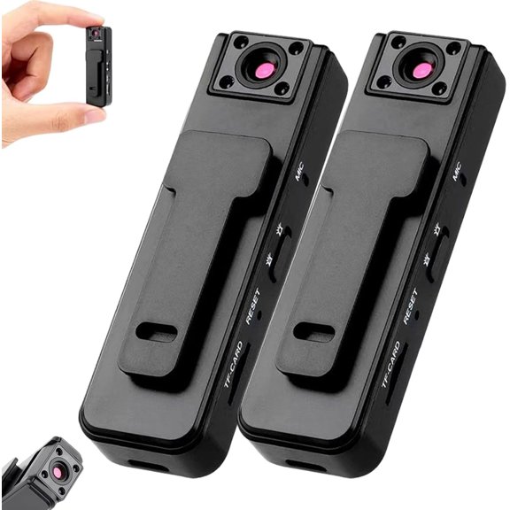 Ultra HD 2-in-1 Sports Video & Audio Recorder, Clip-On Wide Angle Action Cam, 1080P Wearable Body Camera with IR Night Vision, 180° Rotation for Cycling Travel Meeting (2PCS)