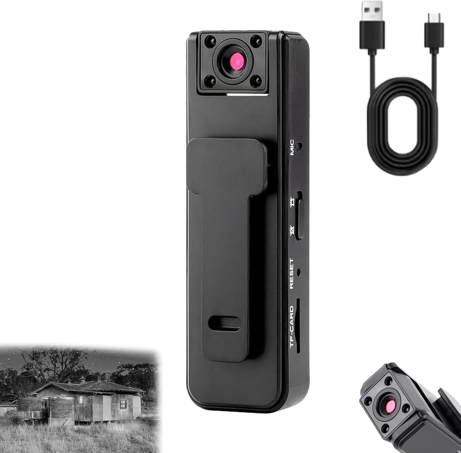 Ultra HD 2-in-1 Sports Video Recorder, 1080P Body Camera with Night Vision, 32G Storage, 5H Battery, Clip-On Wearable Action Cam