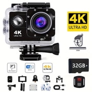 Ultra HD 4K Action Camera - 32G Memory Card, WiFi Enabled, 170 Wide Angle Lens, Remote Control, Helmet Mount Accessories Kit - Perfect for Beginners, Christmas, Festival, New Years Gift