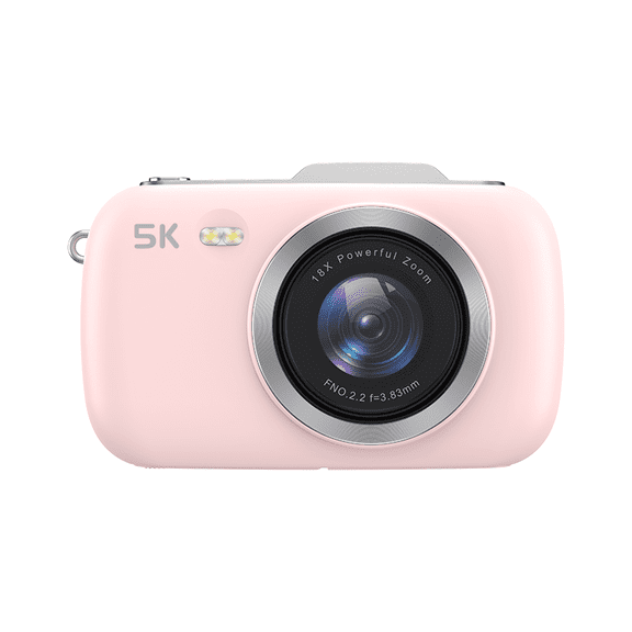 Ultra HD 5K Compact Digital Camera 12MP CMOS Sensor 18X Zoom 2.3 Inch LCD Screen Beauty Camera for Students Video Recording
