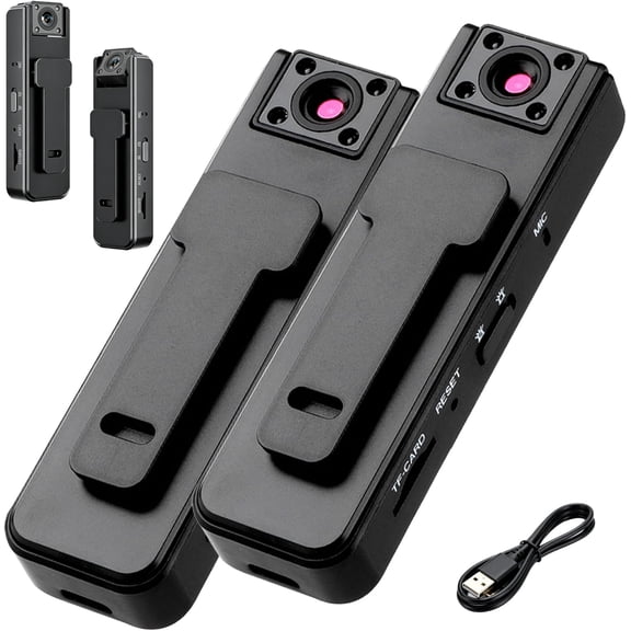 Ultra Hd 2-in-1 Sports Video & Audio Recorder, 1080p Wearable Body Camera, 180° Freely Rotating Lens with Night Vision, for Capturing Beautiful Moments (2pcs)