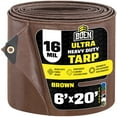 thumbnail image 1 of BOEN Ultra Heavy-Duty Tarp, 6 ft x 20 ft, 16 Mil Thick, Brown, Waterproof, 1 of 8
