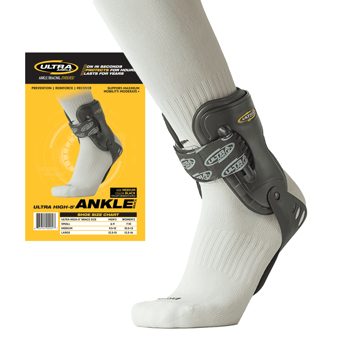 Ultra High-5® Support Ankle Brace - Everyday Stability Gear for Chronic Ankle Instability - Medium