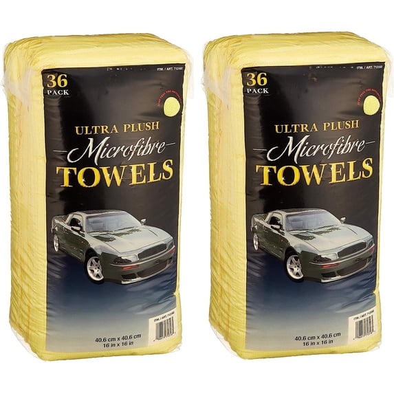 Ultra High Pile Premium Microfiber Towels, 36 Count (Pack of 2), Yellow - 713160