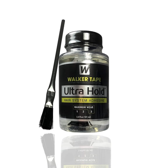 Ultra Hold Hair System Adhesive 3.4oz with Extra Wig Glue Brush Applicator Bundle Pack | Safe & Gentle on Skin Long Lasting Hold Invisible Waterproof