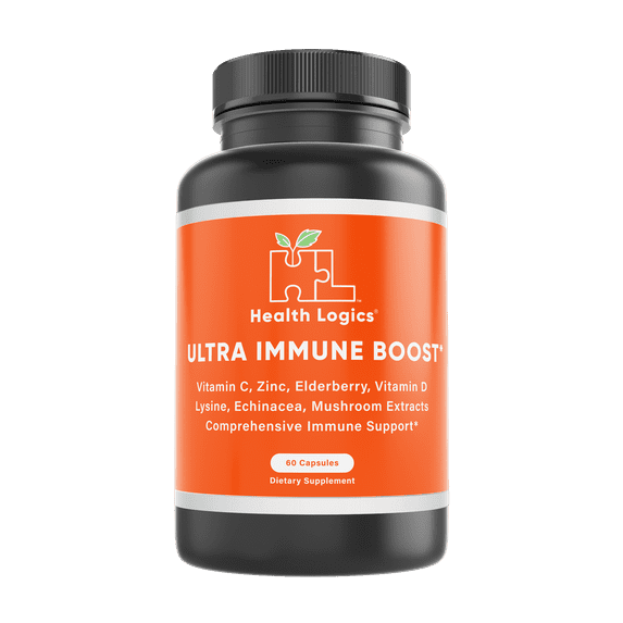Ultra Immune Boost Capsules with Vitamin C, Zinc, Elderberry, Vitamin D, Lysine, Echinacea, and Mushroom Extracts for Immune Support- Powerful Antioxidants -60 Veggie Caps