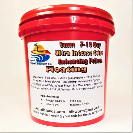 Ultra Intense Color Enhancing 2mm Floating Red Parrot Pellets for Discus, Cichlids, All Tropical Fish…1500g / 3.3-lbs