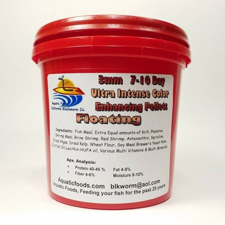 Ultra Intense Color Enhancing -3mm Floating Discus, Red Parrot Pellets…500g / 1.1-lbs
