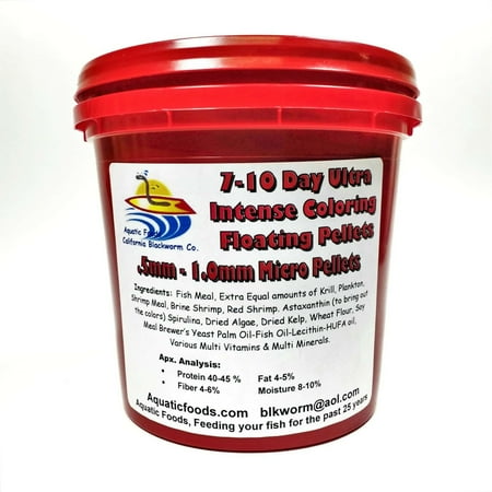 Ultra Intense Color Enhancing .5mm-1mm Floating Pellets for Discus, Cichlids, All Tropical Fish…2000g / 4.4-lbs