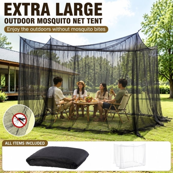 Ultra Large Mosquito Net for Patio, House Screen Netting for Gazebo, Porch & Garden Terrace,Rectangular Mosquito Mesh for Camping Home Outdoor Travel,Outside Canopy Bug Protection,Black
