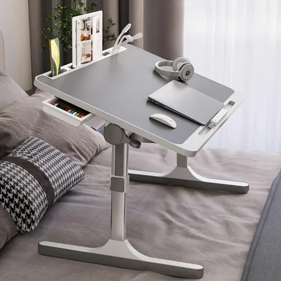 Ultra Large Portable Laptop Bed Table - Multi functional tray holder with cup holder and drawer, USB, fan, and light - Perfect for eating, reading, and writing on beds, sofas, floors - Stable, duMade