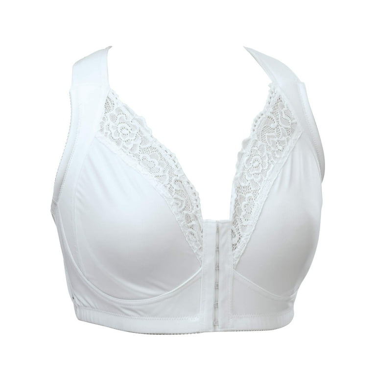 Bra, Attaches in the front with hooks, Colour White, Size 5X-Large
