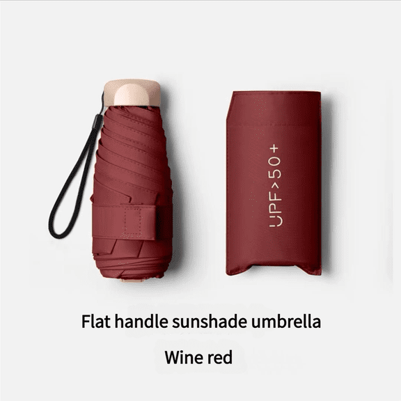 Ultra Light Five-Fold Folding Umbrella for Women, Mini Pocket Umbrella with UV Protection Black Coating for Sun and Rain Dual Use Travel