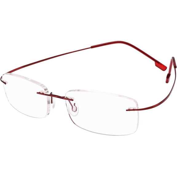 Ultra Light Memory Titanium Alloy Rimless Flexible Red Reading Glasses Slim Reader