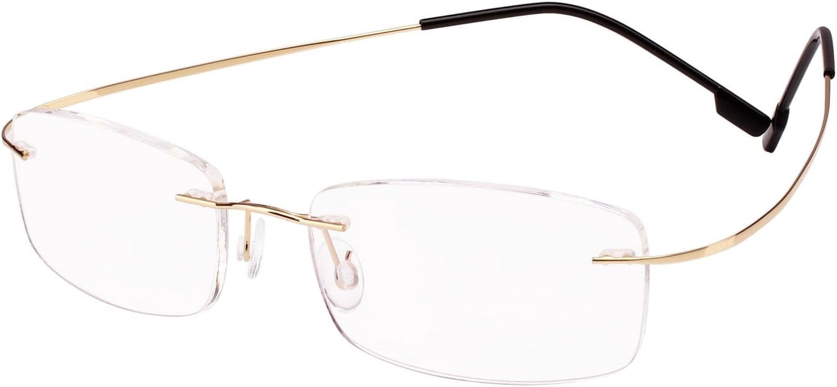 Light Memory Ultra Light Memory Titanium Alloy Rimless Flexible Reading Glasses Gold ...