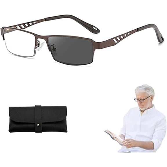 Ultra-Light Multi-Focal Photochromic Reading Glasses, Color-Changing Anti-Blue Light Glasses