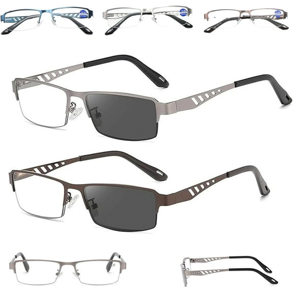 Ultra-Light Multi-focal Photochromic Reading Glasses, Plyarbour Intellireaders, Progressive Reading Glasses Men