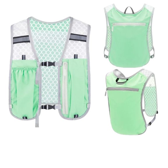 Ultra Light Reflective Running Hydration Vest, Adjustable Breathable Cycling Water Backpack with Multi Pockets, 1.5L Hydration Bladder Compatible Race Vest for Marathon Running, Hiking, Cycling
