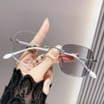 thumbnail image 1 of Ultra Light Rimless Bling Photochromic Gray Square Frameless Silver Reading Glasses 1.00 for Women Blue Light Blocking Readers +1.0 UV, 1 of 8