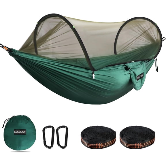 Ultra-Light Travel Camping Hammock Pop-up Net 660lbs Load Capacity,Breathable,Quick-Drying Parachute Nylon 2 Premium Carabiners,2 Tree Slings Included for Outdoor Backpacking Hiking