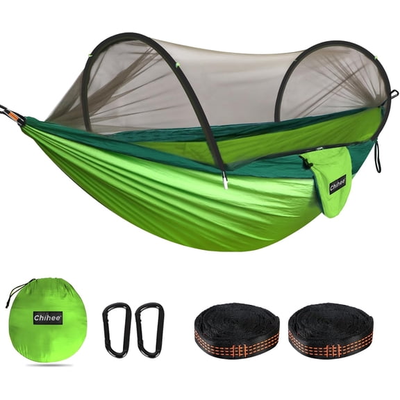 Ultra-Light Travel Camping Hammock Pop-up Net Hammock 660lbs Load Capacity,Breathable,Quick-Drying Parachute Nylon 2 Premium Carabiners,2 Tree Slings Included for Outdoor Backpacking Hiking