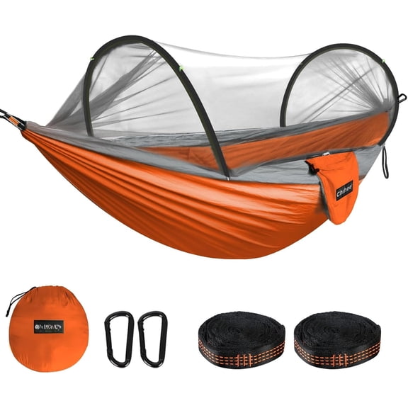 Ultra-Light Travel Camping Hammock Pop-up Net Hammock 660lbs Load Capacity,Breathable,Quick-Drying Parachute Nylon 2 Premium Carabiners,2 Tree Slings Included for Outdoor Backpacking Hiking