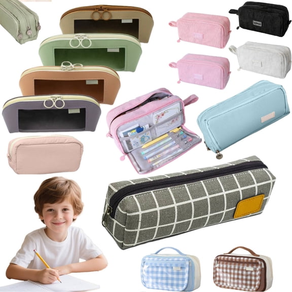 Lazyguy Pencil Case Pink Canvas 1-Compartment Desktop Organizer & Pencil Holder with 1x Pencil Case, Other, Other, 1 Pack