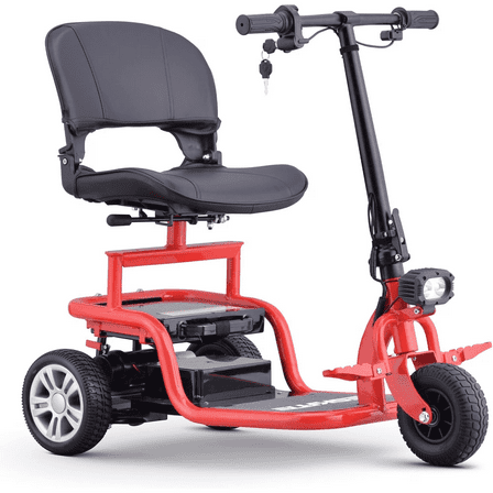 Ultra-Lightweight Foldable Mobility Scooters for Seniors & Adults,All Terrain Mobility Scooter with 300lbs,Arshin Electric Wheelchair Strong Device for Travel,10 Miles Rang & Variable Speed(Red)