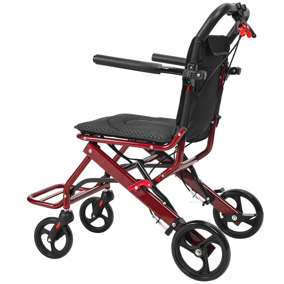 Ultra Lightweight Foldable Wheelchair for Adults 18.5lbs, Aluminum Alloy Transport Chair with 15.75" Wide Seat, Shock-Absorbing Wheels, Safety Handbrake & Belt for Seniors & Women