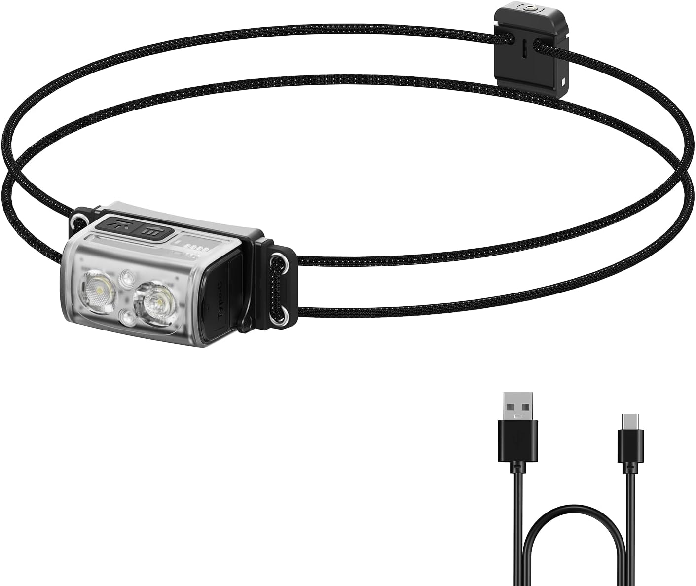 Ultra Lightweight Headlamp, 600 Lumen USB-C Rechargeable Headlamp with White Red Light, Adjustable Headband, for Camping, Back Packing, Hiking and Fishing