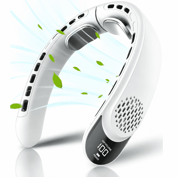 Portable Fan, Rechargeable Hands Free Bladeless Neck Fan 360° Cooling 3 Speeds for Travel Gifts for Women Men White