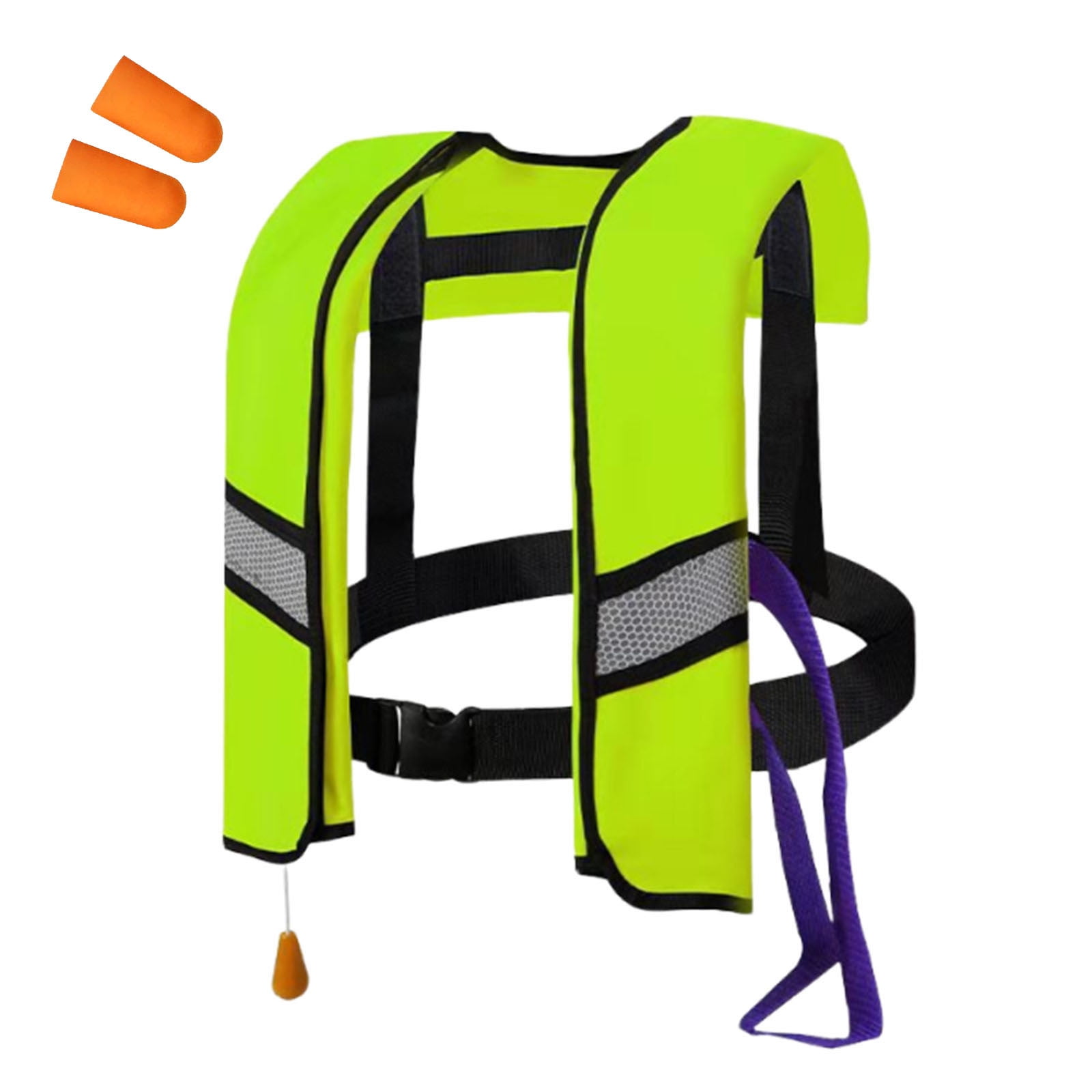 Ultra Lightweight Self-Inflating Life Vest for Men and Women, Breathable Adjustable Inflatable PFD for Kayak Fishing Boating Sailing Swimming Water Sports, Free Earplugs Included