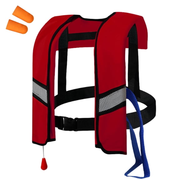 Ultra Lightweight Self-Inflating Life Vest for Men and Women, Breathable Adjustable Inflatable PFD for Kayak Fishing Boating Sailing Swimming Water Sports, Free Earplugs Included