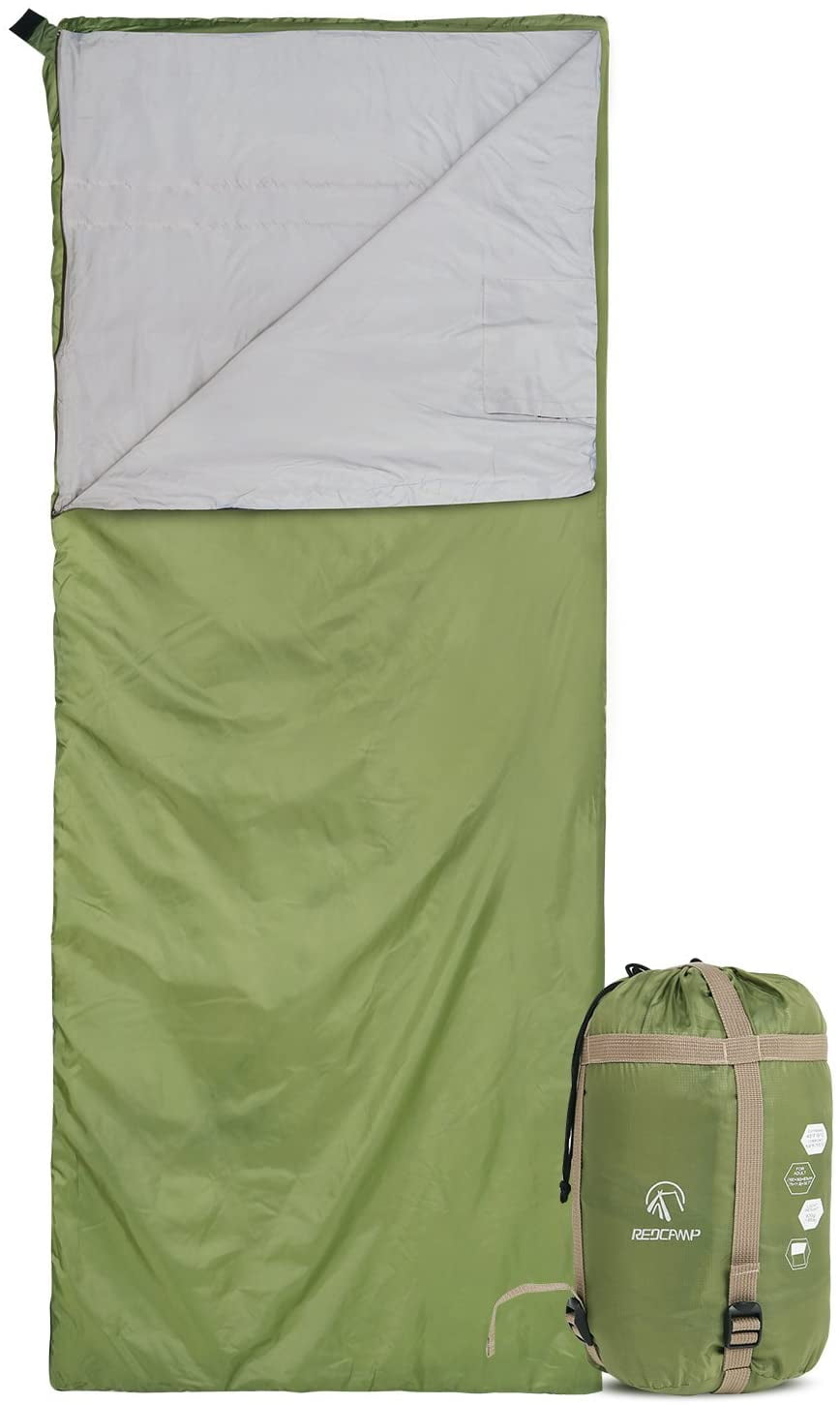 Ultra Lightweight Sleeping Bag for Backpacking, Hiking, Comfort Adults Warm Weather, with Compression Sack