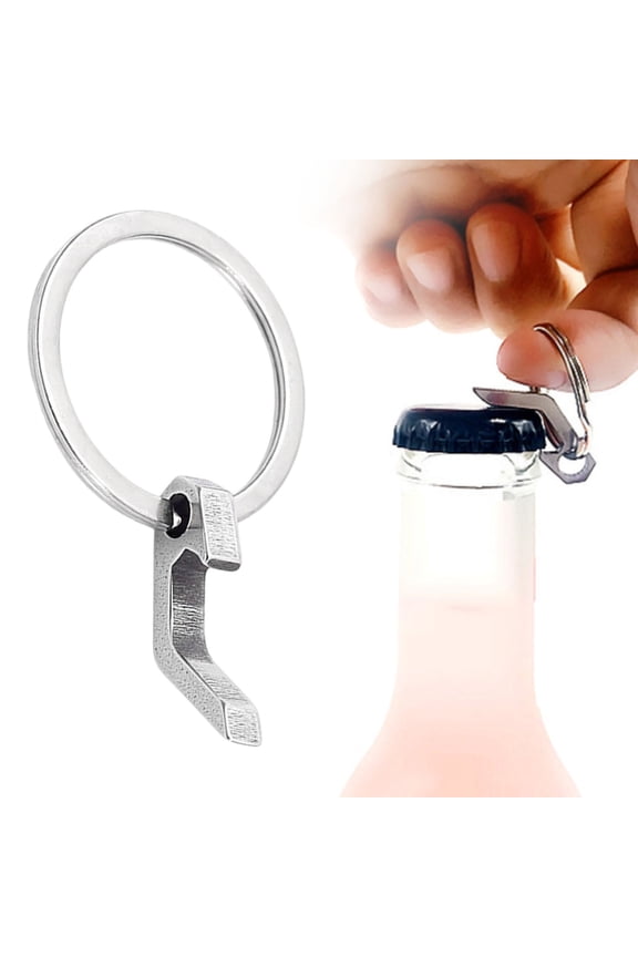 Ultra-Lightweight Titanium Keychain Bottle Opener with Key Ring | Rust-Proof and Durable Mini Beer Opener Tool for Keychain, Camping, Travel, EDC