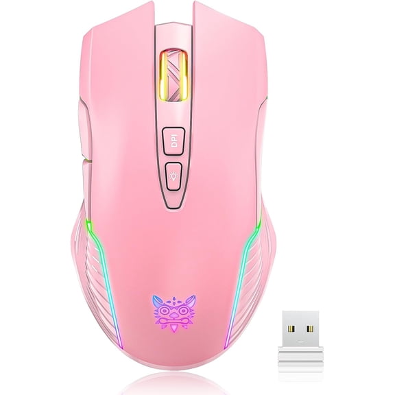 Ultra Lightweight Wireless Gaming Mouse, 2.4G/USB-C Dual Mode, PAW3212 Sensor, 5 DPI RGB Gaming Mouse, 200Hrs Long Battery Life for PC Mac Laptop