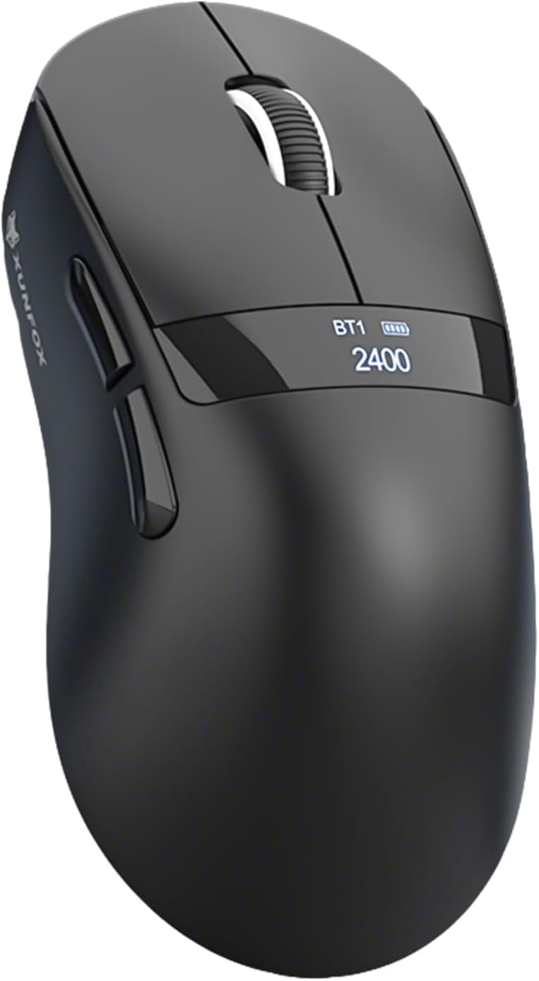 Ultra-Lightweight Wireless Gaming Mouse, Tri-Mode 2.4G/Bluetooth 5.3/USB-C, PAW3311 Sensor 12000 DPI, Digital Screen Display, 1000Hz Polling Rate Mouse for PC Laptop Mac Gamer