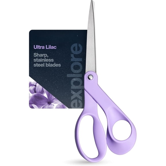 Ultra Lilac Scissors, Explore Design Collection, High-Grade Stainless Steel Blades and Ergonomic Handles for Arts and Crafts