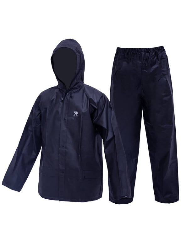Ultra-Lite Rain Suit for Men Women Durable Protective Rainwear Waterproof Rain Coat Rain Gear for Farming, Hiking(Navy,XX-Large)