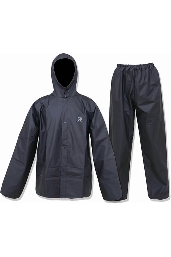 Ultra-Lite Rain Suit for Men Women Waterproof Protective Rain Coat with Pants 2 Pieces Rain Gear(Black,L)