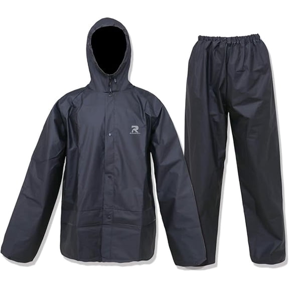 Ultra-Lite Rain Suit for Men Women Waterproof Protective Rain Coat with Pants 2 Pieces Rain Gear(Black,XL)