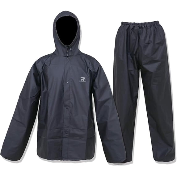 Ultra-Lite Rain Suit for Men Women Waterproof Protective Rain Coat with Pants 2 Pieces Rain Gear(Black,XL)